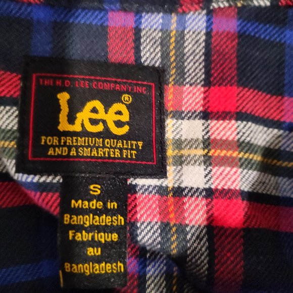 Lee flannel plaid button down long sleeve shirt men's size S - Picture 4 of 5